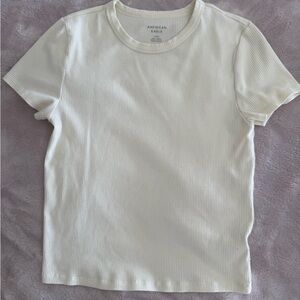 American Eagle Hey Baby Yellow Ribbed Short Sleeve Tee